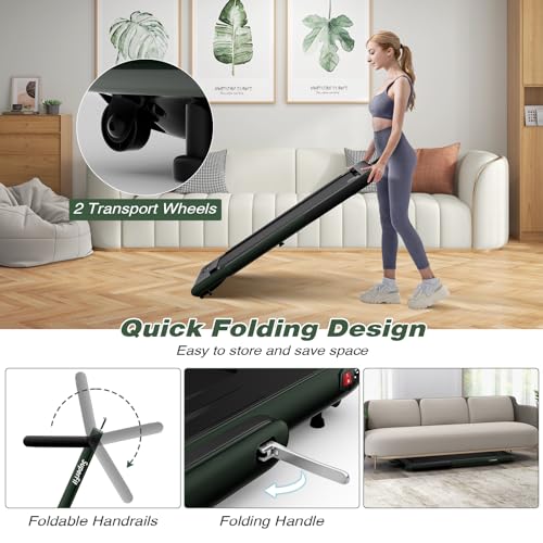 Image of Goplus 2 in 1 Folding Treadmill, 2.25HP Superfit Under Desk Electric Treadmill, Installation-Free with Remote Control, APP Control and LED Display, Walking Jogging for Home Office