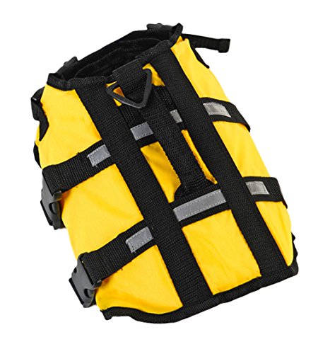 V-SOL Chaleco Salvavidas para Perro Seguridad para Natación Ajustable Amarillo Asia M Cuello 43-48cm
