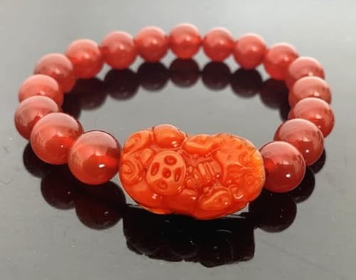 Feng Shui Handmade Red Agate Pi Yao Bracelet For Wealth Luck #TOP2