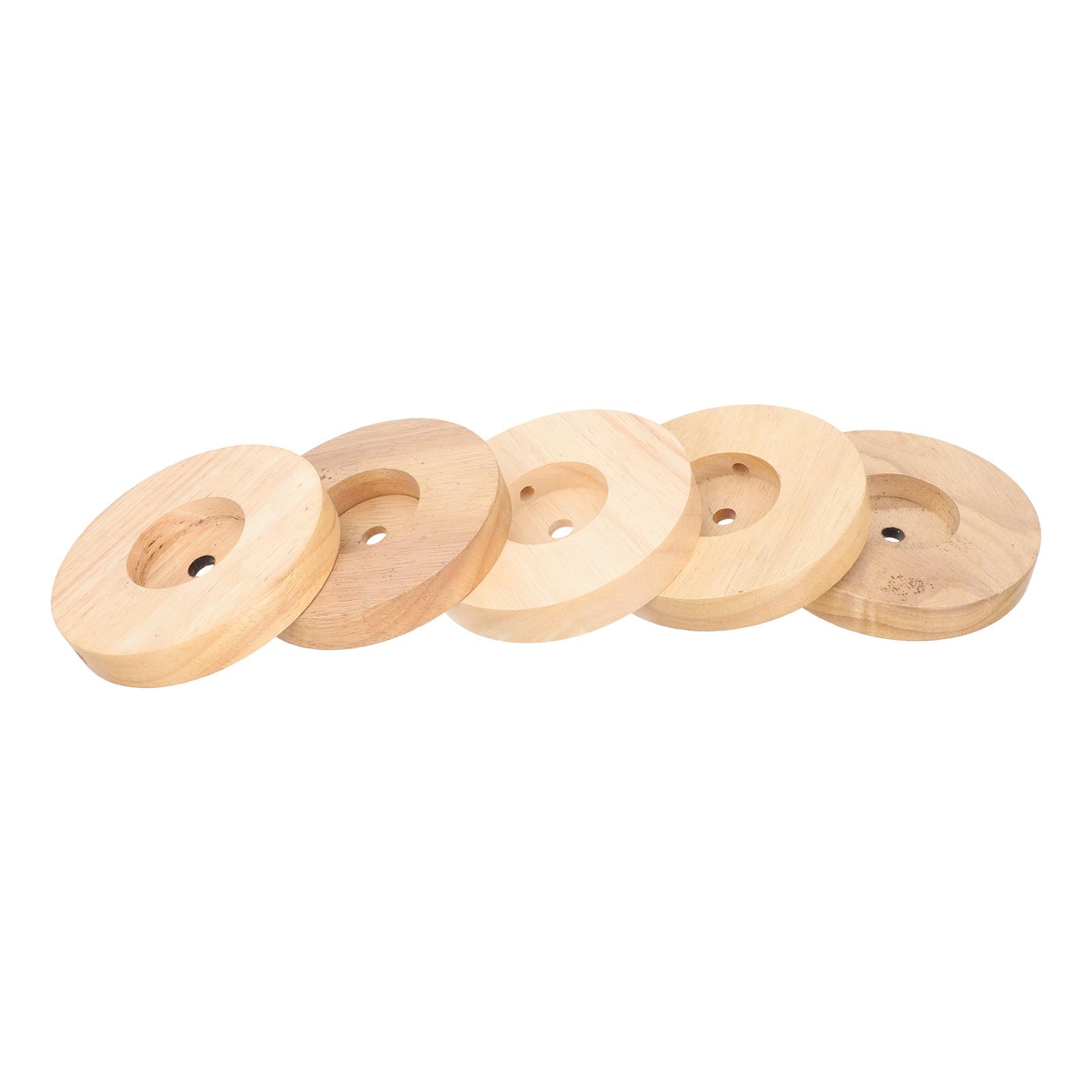 Pied de Lampe Rond en Bois Massif 5 Pcs pour Lampe de Table, Socle de Veilleuse Élégant Finition Soignée, pour Salon ou Bureau