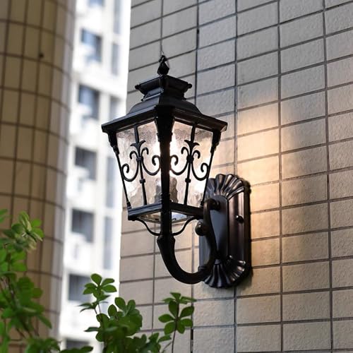 Black Outdoor l Lights Fixture, Exterior l Lanterns,Waterproof&All-Weather l Sconce,Porch Outside Lights for Entryway,House Front Door Patio Garage,Clear Glass