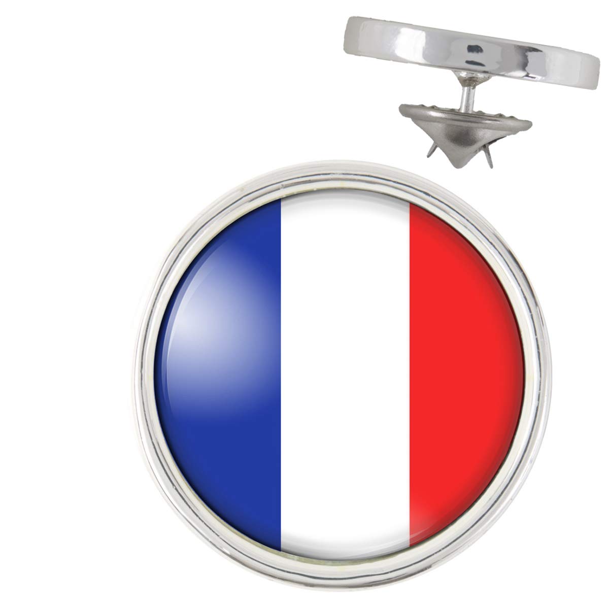 Pin's Drapeau Français Tricolore Argenté – Broche Rectangle Bleu Blanc Rouge Patriotique