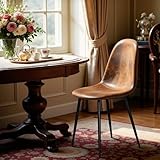 FurnitureR Sessel im Schaukelstuhl-Design - Braun Veloursimitat, Gepolstert, Metallgestell, Fester Sessel für Wohnzimmer (Einzelstück)