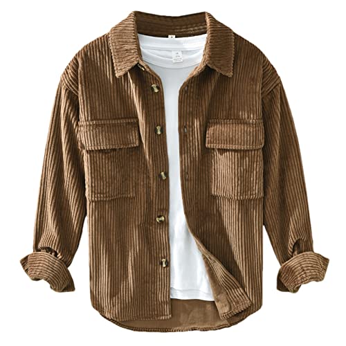 Chemise velours homme Vsadsau kaki pour vos sorties en plein air et weekends