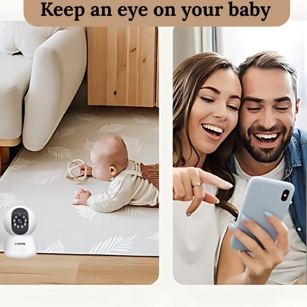 CareME 3MP Pan/Tilt Indoor Security Camera, Baby/Pet Monitor, Motion Detection, 2-Way Audio, SD Card Storage, White 2