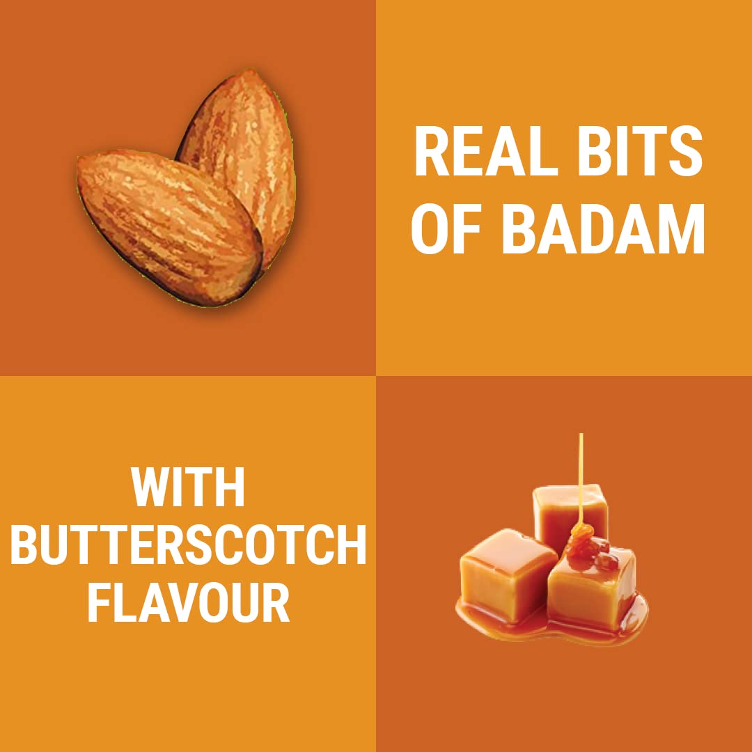 Brew Lab Butterscotch Badam Milkshake Mix Powder with Badam Bits 250 g 4