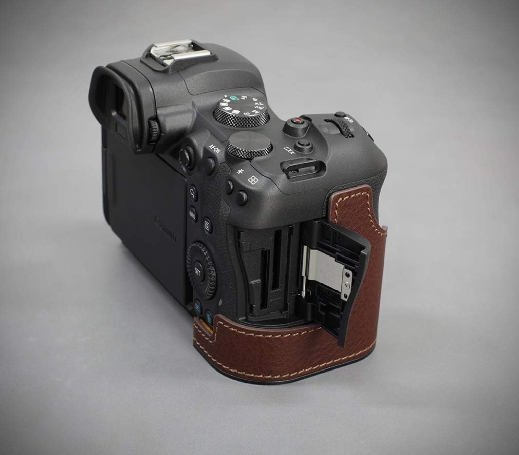 LIM'S Genuine Leather Camera Half Case & Dovetail Plate for Canon EOS R6 Case Cover Pouch [Brown]
