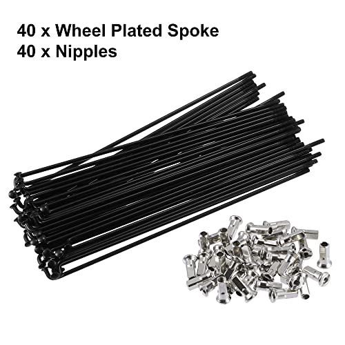 X AUTOHAUX 40pcs Bicycle Carbon Steel Spoke 12G 160mm Length with Nipples Black, 0.51"x0.28" - Image 4