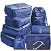 Produktbild Koffer Organizer Set 8-teilig, Reise Kleidertaschen, wasserdichte Reisen Organizer Tasche für Kleidung Kosmetik Schuhbeutel Kabel Aufbewahrungstasche Packwürfel Packtaschen Set - Blau