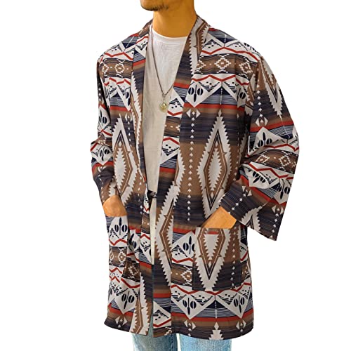Elselect Men's Kimono Cardigan Jackets Casual Cotton Linen Open Front Japanese Yukata Summer Beach Coat Tops Floral-3Xl #TOP2