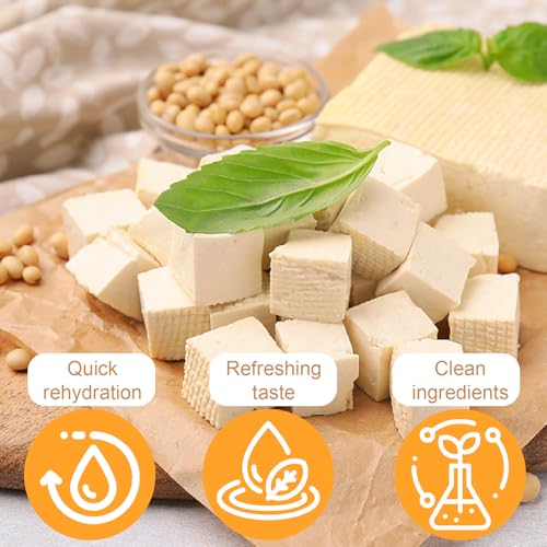 Image of 2.83oz (80g) Freeze Dried Tofu Cubes, 1cm Bite Size, Plant Based Dehydrated Tofu, Low Sugar, High Protein, Keto Friendly and Vegan, Instant Food for Ramen, Miso Soup, Salads, Camping and Meal Prep