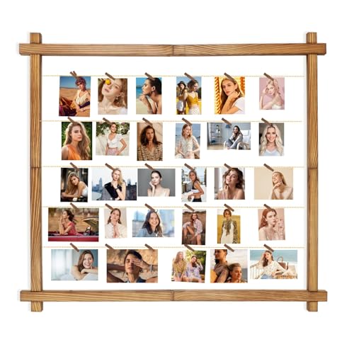 Picture Frames Collage,Photo Display Board With Clips,Hanging Picture Wall Decor