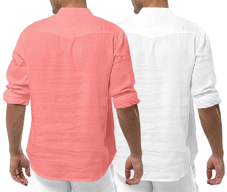 Image of ROYALSCOUT Men's Cotton Polyester Blend Solid Regular Fit Full Sleeve Short Kurta | Ethnic, Lightweight Summer Kurta for Daily & Occasion Use