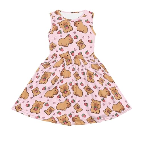 Girls Cute Summer Dresses 2-14Y Kids Mini Party Sun Dress Twirly Skater Dress Sleeveless Dress with Pockets2