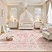 zesthome 8x10 Area Rugs for Girls Bedroom, Non-Slip Backing Washable Rugs, Vintage Large Pink Rug, Stain Resistant Nursery Room Rug (Pink/Blue,8'x10')
