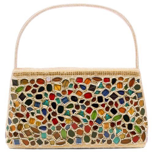 Image of Peora Malti Color Clutch Purses for Women Handmade Evening Handbags Bridal Clutch