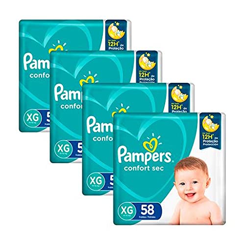 Kit Fralda Pampers Confort Sec Nova Super Tamanho Xg 232 Unidades