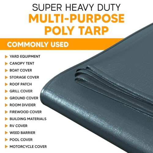 Tarps Plus Super Heavy Duty 20' x 40' - 16 Mil Poly Tarp – Waterproof & Tear-Resistant Cover with Reinforced Edges & Rustproof Grommets – All-Purpose Outdoor Protection for Home, Silver/Black by Tarps Plus - Image 3