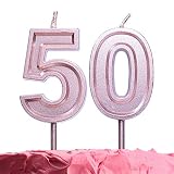 GET FRESH Number 50 Birthday Candle – Rose Gold Number Fifty Candles on Sticks – Number Candles for