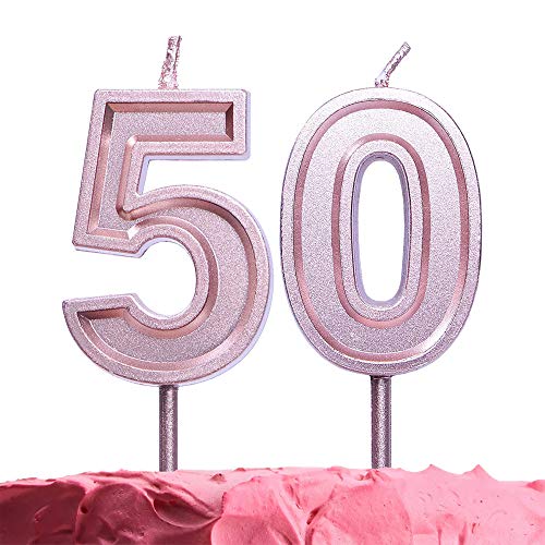 Get Fresh Number 50 Birthday Candle – Rose Gold Number Fifty Candles On Sticks – Number Candles For Birthday Anniversary Wedding Party – 50Th B-Day Candles For Cake Decoration – Rose Gold 50 Candles #TOP6