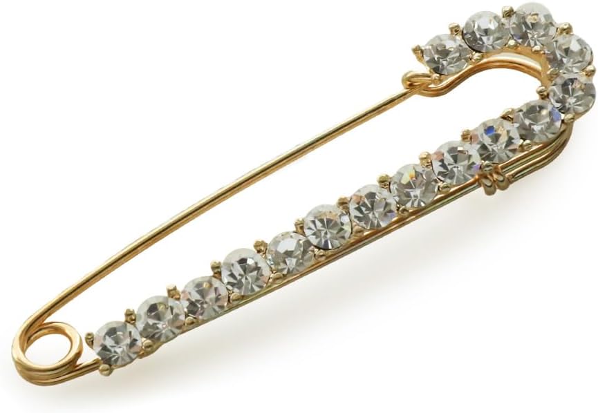 JewelVOX ブローチ スワロフスキーライン キルトピン カブトピン ストールピン 安全ピン 特大 おしゃれ 大きめ