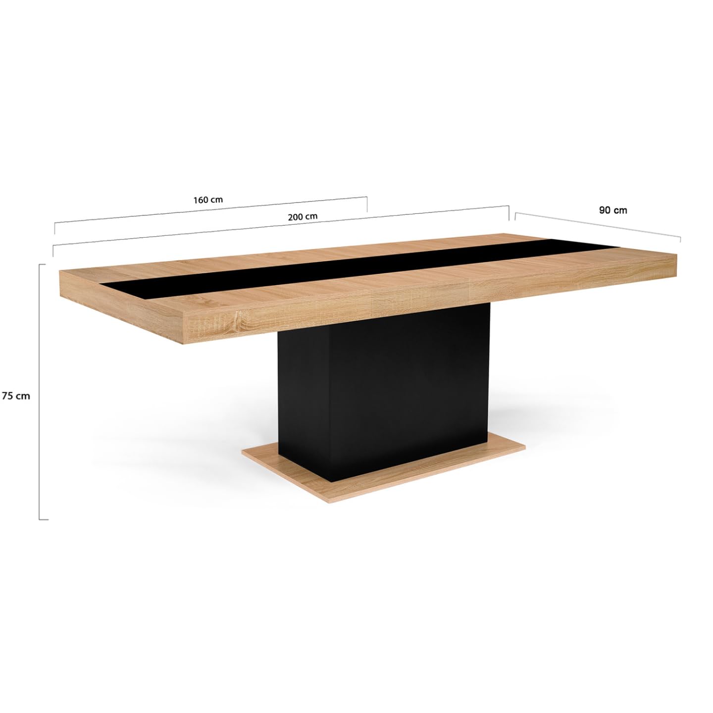 Table à Manger Extensible IDMarket Eden 160-200cm - Béton Et Blanc 6-10 Personnes