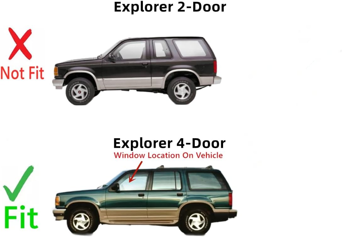 Driver Left Side Front Door Window Door Glass Compatible with Ford Explorer 4 Door Utility 1991-1994 Models