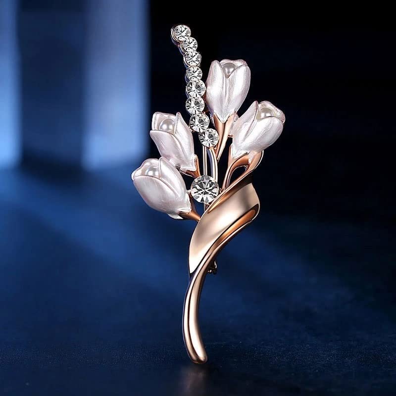 Broche en or fleur tulipe accessoire idéal de mariage - 6