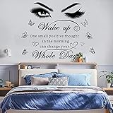 Inspirational Wall Decals Quotes Vinyl Eyes Eyelash Wall Decal Motivational Saying for Wall Decor Quotes Wall Stickers Positive Lettering for Women Bedroom Girls Bathroom Beauty Salon Wall Decoration