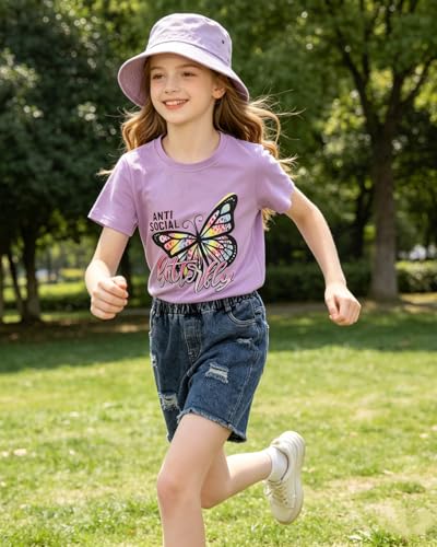 Image of 9-16Y Tween Girl Clothes 2 Piece Short Sleeve Heart Print Top and Shorts Teen Girl Summer Outfits Short Set