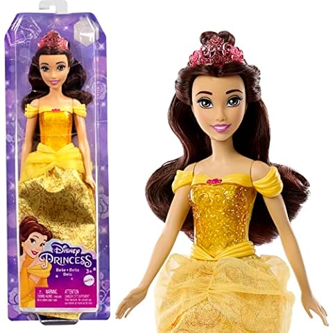 Disney Princess Dolls, New for 2023, Belle Posable Fashion Doll with Sparkling Clothing and Accessories, Disney Movie Toys, HLW11 Cover