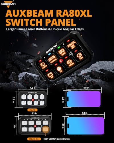 Image of Auxbeam 8 Gang Switch Panel RA80XL 5In Large Easy Control of Add‑On Devices