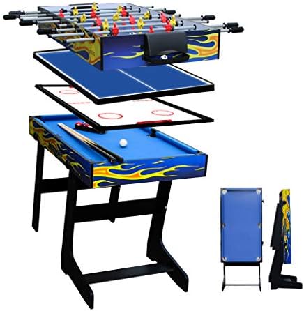 AIPINQI 4 in 1 Game Combination Tables, 48" Foosball Soccer Table for Kids, Pool Table Mini Hockey Sets, Mini Table Tennis Table for Indoor, Yellow