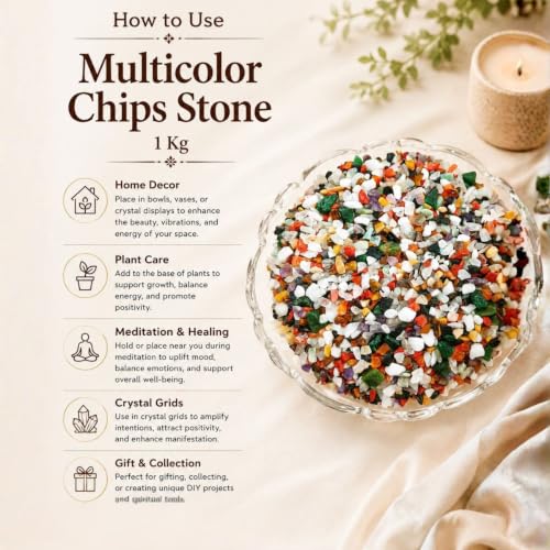 Image of Mix Crystal Gemstone Chips for Meditation Reiki & Feng Shui | Decorative Crystals for Vastu Home Decor & Fish Tank Decoration | DIY Crafts & Jewellery Making (1 Kg)