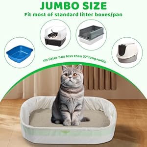30 Litter Box Liners Jumbo 3MIL Thicken Cat Litter Bags Tear Resistant Litter Liners Heavy Duty Cat Pan Liners Extra Large Kitty Litter Box Bag Disposable Cat Supplies for Easy Cleanup 37 x 18