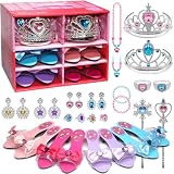Zapatos de princesa Juguete para niña - 4 pares de zapatos y 2 juegos de joyas para juegos, regalos de cumpleaños de Navidad 3-6 años