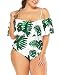 Wavely Woman One Piece Plus Size Flounce Off Shoulder Printed Monokini Swimsuits 2X