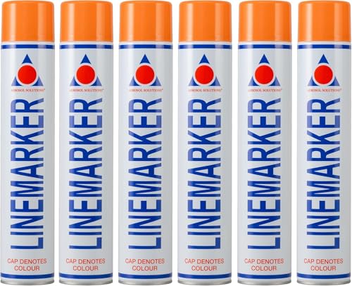 Image of Aerosol Solutions Line Marker Orange 26 Oz [Pack of 6] All Purpose Marking Striping Spray Paint | High Visibility Perfect for Landscaping, Athletics, Sports Fields & Pavement