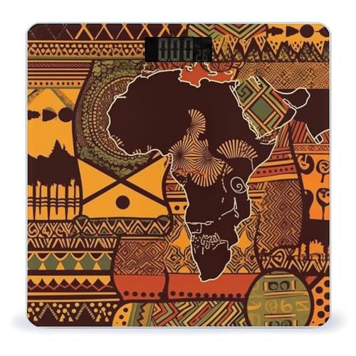 Báscula digital de baño con patrón étnico mapa africano miniatura 1