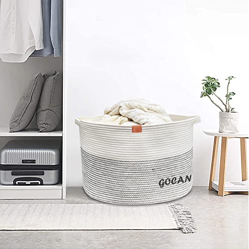 Gocan Extra Large Laundry Basket 22" X 22"X 14" Xxxl Cotton Rope Woven Basket For Blankets Storage Basket With Handles For Living Room (Beige) #TOP5