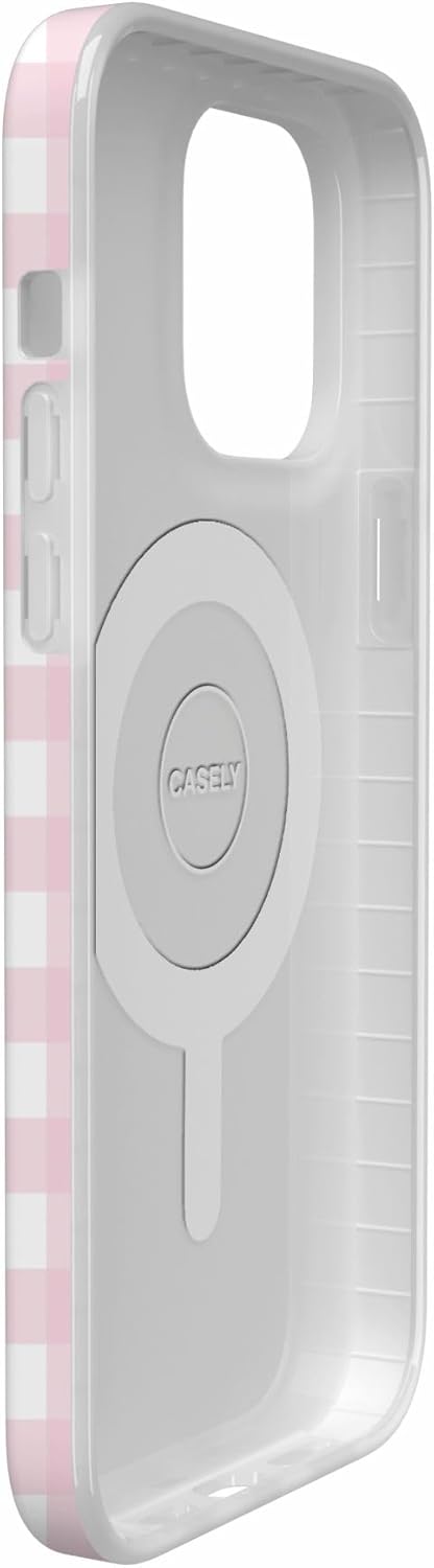 Casely iPhone 14 Pro Max Case | Pink Plaid | Sunday Best | Compatible with MagSafe | Classic Ultra Thin Design