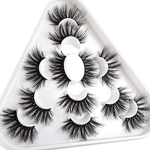 25MM Lashes 6 Pairs Strip Faux Mink Eyelashes Long Dramatic Fluffy False Eyelashes 5D Thick Volume Eyelashes by Yawamica