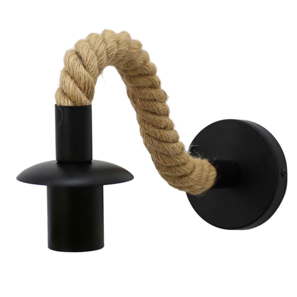 StaZamor 28x10cm Vintage Rope Industrial Wall Light Holder, Sconces Lamp Base for Corridor, Hallway, Bedroom, Industrial Style Wall Fixture (Bulb Not Included)