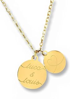 Personalisierte Gravur Kette als Geschenk für Frauen | zur Geburt | zur Hochzeit | für die Freundin | für Mama (50, Gold)