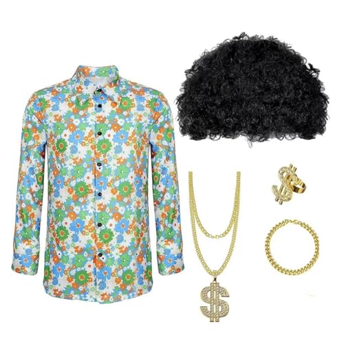 Chemise Disco Années 70 Floral Rétro Mode Hippie Déguisement Soirée Bohème