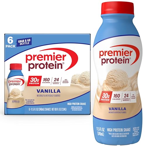 Premier Protein Shake, Vanilla, 30g Protein, No Added Sugar, 24 Vitamins & Minerals to Support Immune Health, 11.5 fl oz, 6 Pack (Packaging May Vary)
