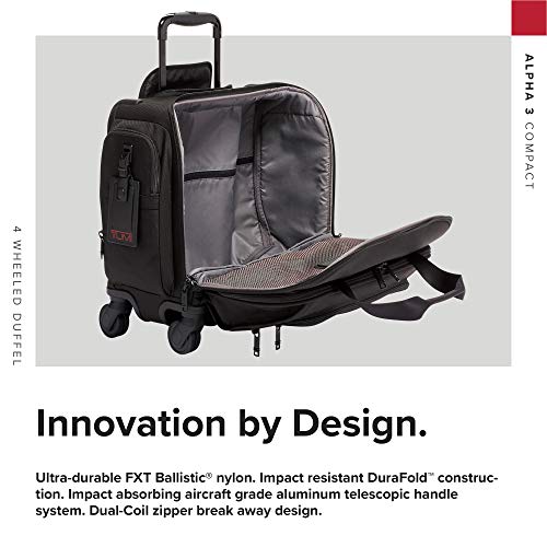 TUMI - Alpha 3 Compact 4 Wheeled Carry-On Duffel Bag - Travel Rolling Luggage for Men and Women - Black