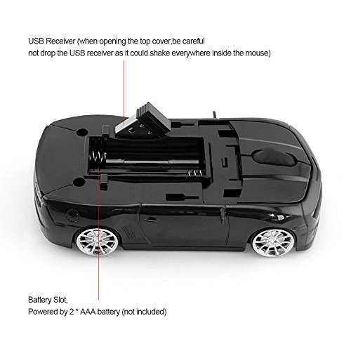 Image of Ai5G for CL Car Mouse Wireless Sport Car Shape Mouse Laptop Desktop Computer Mouse Optical Mice with 2.4GHz Nano USB LED Headlight (Black)