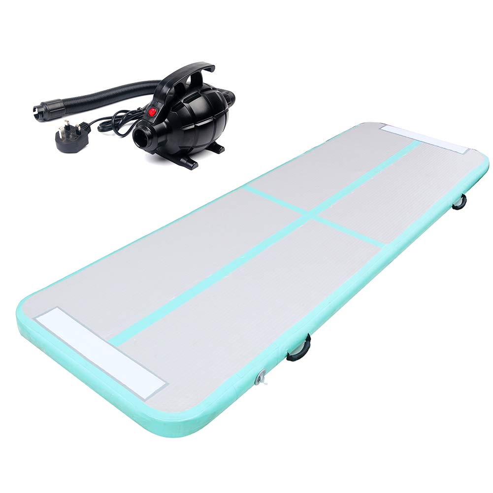 3M Inflatable Gymnastics Mat with Pump - Air Tumble Tumbling Mat for Home, Beach, Park - Green