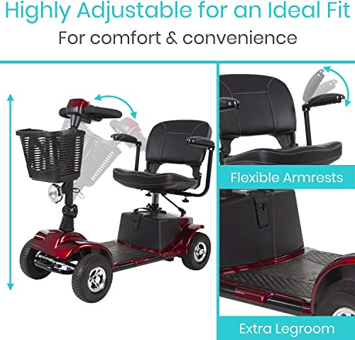 Vive Mobility Scooter (Series A) - 4 Wheel Electric Powered Wheelchair Mobile Device For Adults, Seniors - Tsa Approved Wheel Chair, Compact, Travel - Long Range Battery, Shock Absorbing (Ruby Red) #TOP7